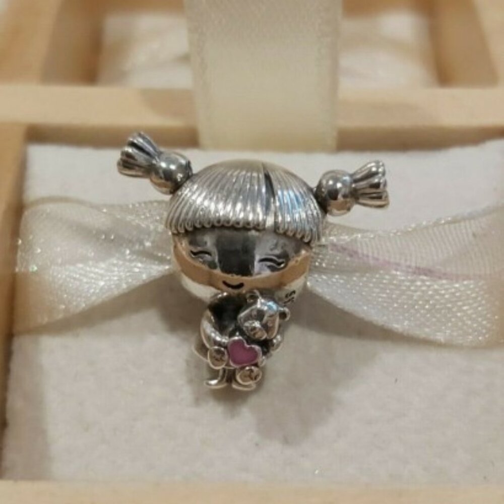 Authentic PANDORA Sterling Silver Little Girl with Pigtails Charm 798016EN160